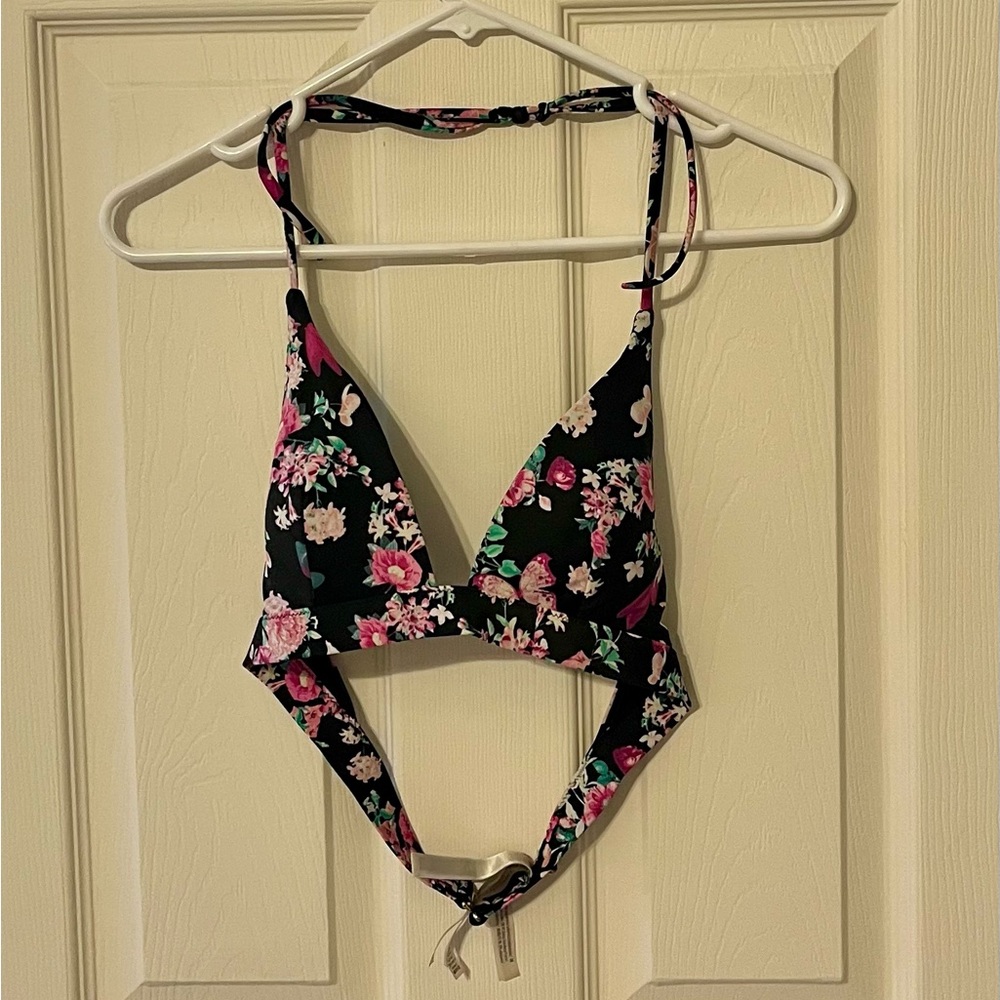 Victoria's Secret Black and Pink Floral Bikini
